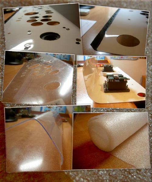 Detalles de stiroglass y chapa con taladros
